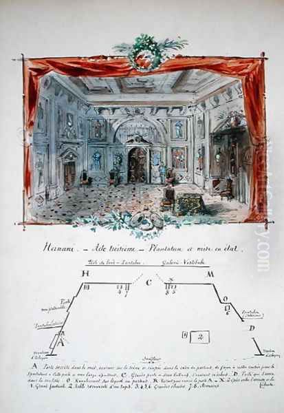 Set design and stage directions for an 1877 production of Hernani by Victor Hugo (1802-85), 1879 Oil Painting by Pere et fils Valnay