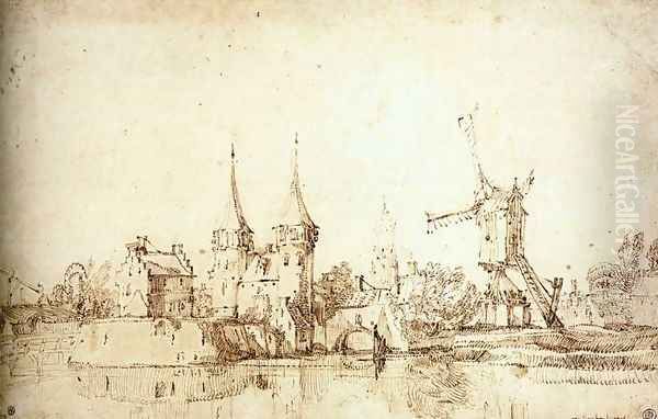 The Oostpoort East Gate at Delft 1625-30 Oil Painting by Jan van de, II Velde