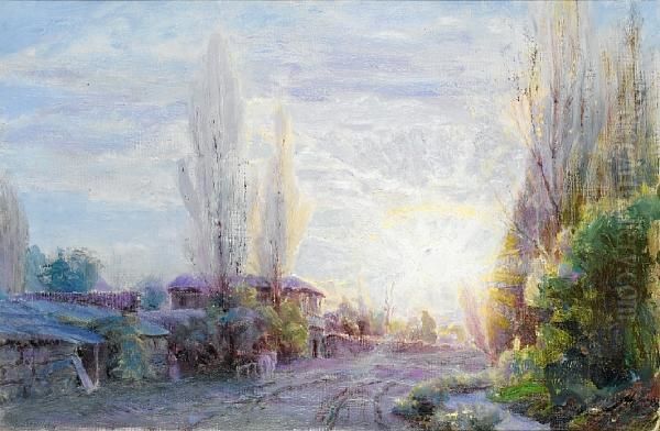 Sunset Near Santiago, Chile Oil Painting by Alfredo H. Helsby