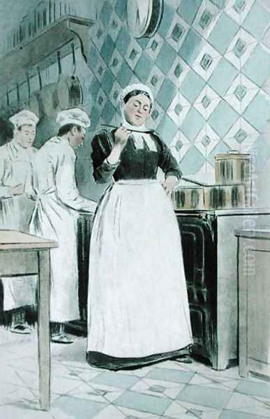 The Cook, from La Femme a Paris by Octave Uzanne, engraved by F. Masse, 1894 Oil Painting by Pierre Vidal