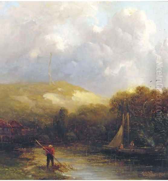 A river near the dunes Oil Painting by Salomon Leonardus Verveer