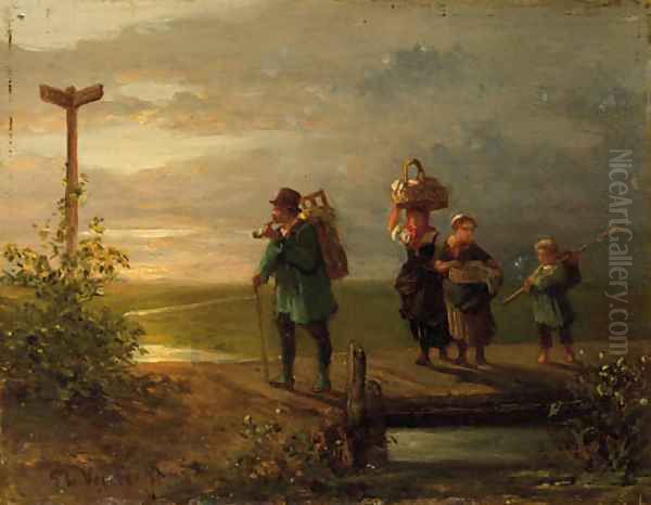 At the crossroads Oil Painting by Salomon Leonardus Verveer