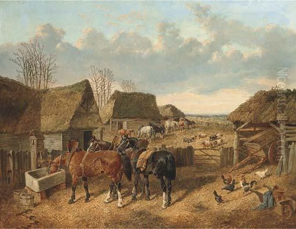 In The Farmyard Oil Painting by John Frederick Herring Snr