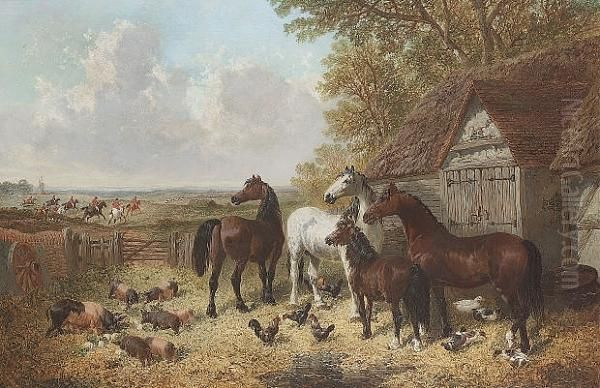 Startled By The Hunt Oil Painting by John Frederick Herring Snr