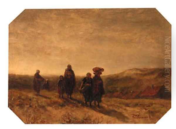 Returning from the beach, Scheveningen Oil Painting by Salomon Leonardus Verveer