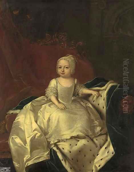 Portrait of a Royal child, probably Princess Caroline Matilda (1751-1775) Oil Painting by Willem Verelst