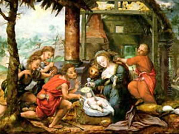 Adoration of the Shepherds Oil Painting by Verbeeck or Verbeecq, Franz