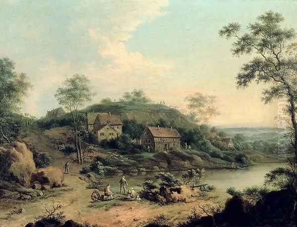 Landscape, 1758 Oil Painting by Johann Christian Vollerdt or Vollaert