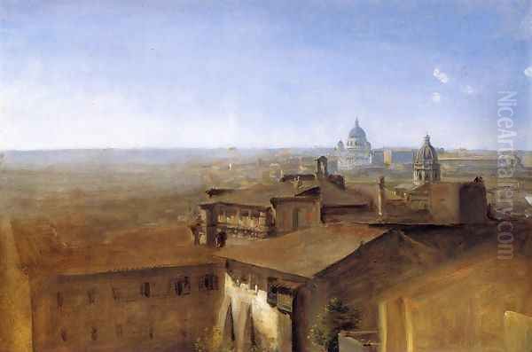 Three Views of Rome from the Villa Malta: View of St. Peter's Oil Painting by Georg Maximilian Johann Von Dillis