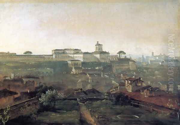 Three Views of Rome from the Villa Malta: View of the Quirinale Hill Oil Painting by Georg Maximilian Johann Von Dillis