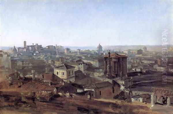 Three Views of Rome from the Villa Malta: View toward the Capitoline Hill Oil Painting by Georg Maximilian Johann Von Dillis