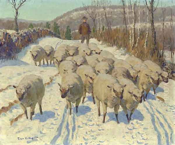 Banning's Sheep Oil Painting by Edward Charles Volkert