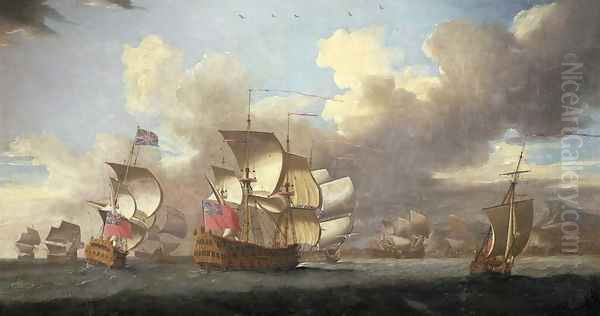 Sir George Byng in the straits of Messina Oil Painting by Richard Vale