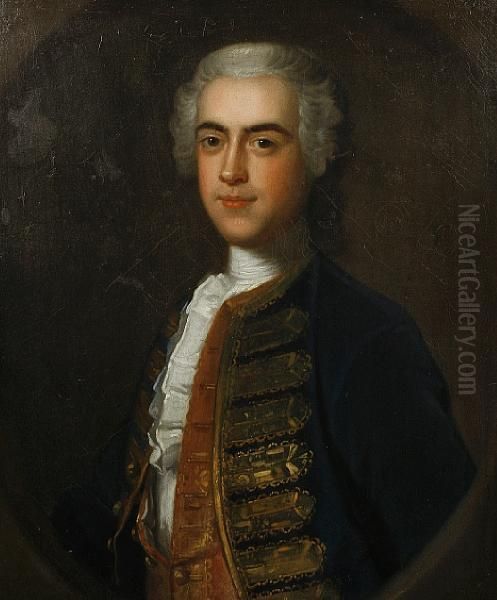 Portrait Of A Young Gentleman, Within Apainted Oval Oil Painting by Joseph Highmore