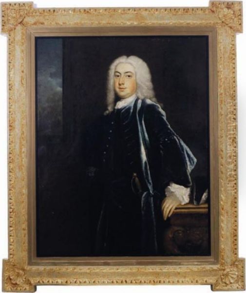 Portrait Of A Gentleman In A Blue Coat And A Wig Oil Painting by Joseph Highmore