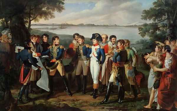 Napoleon 1769-1821 Orders the River Danube to be Bridged at Ebersdorf in order to Reach the Island of Lobau on 19th May 1809 Oil Painting by Lodovico Venuti