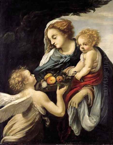 The Madonna and Child with an Angel Oil Painting by Giovanni Battista Vanni