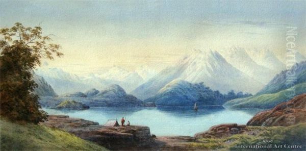 Lake Waikaremoana Oil Painting by John Barr Clarke Hoyte