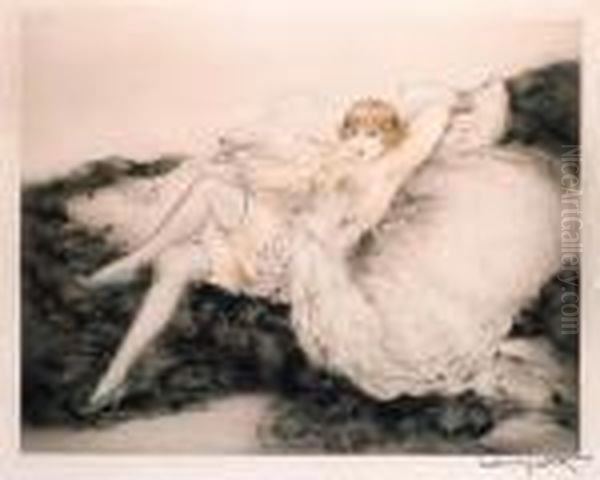 White Underwear Oil Painting by Louis Icart