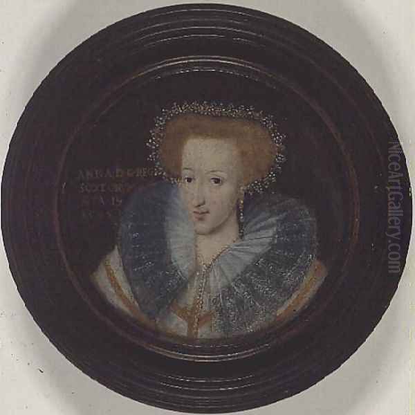 Queen Anne of Denmark (1574-1619), wife of James VI of Scotland and I of England and Ireland (1566-1625), 1595 Oil Painting by Adrian Vanson