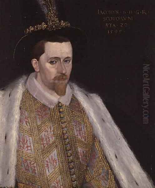 James VI of Scotland and I of England and Ireland (1566-1625), 1585 Oil Painting by Adrian Vanson