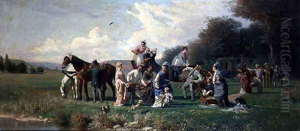 The Picnic Oil Painting by Jules Antoine Voirin