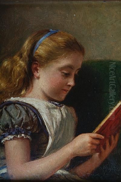 Young Girl Reading Oil Painting by George Goodwin Kilburne