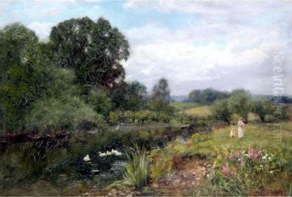 The River Bank Oil Painting by Henry John Yeend King