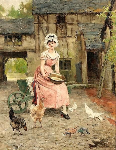 In The Courtyard Oil Painting by Henry John Yeend King