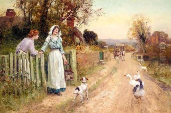 Lane Through The Village Oil Painting by Henry John Yeend King