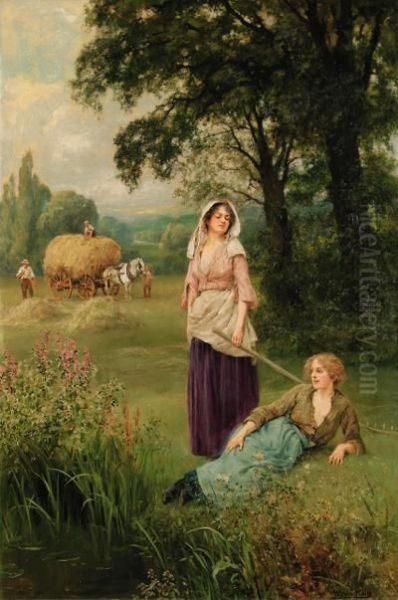 Haymaking Oil Painting by Henry John Yeend King