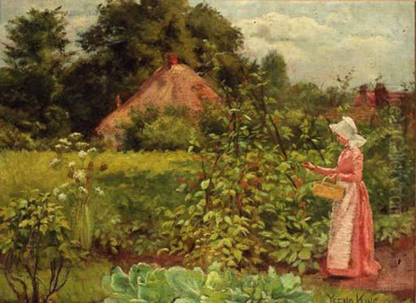 Picking Berries Oil Painting by Henry John Yeend King