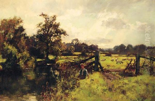 A Peaceful Stretch Of The River Oil Painting by Henry John Yeend King