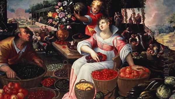 Fruitmarket (Summer), 1590 Oil Painting by Frederik Valckenborch