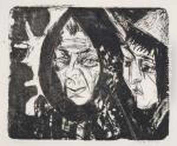 Frau Und Madchen Oil Painting by Ernst Ludwig Kirchner