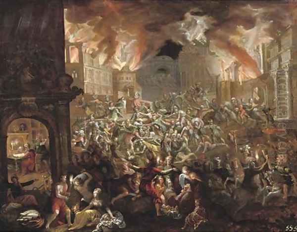 The Fall of Syracuse Oil Painting by Frederik Valckenborch