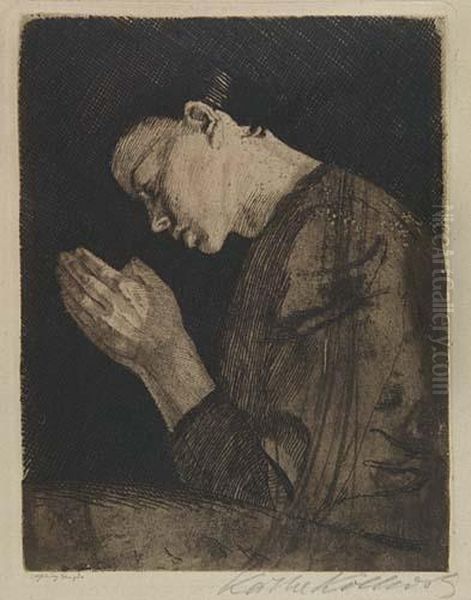 Betendes Madchen Oil Painting by Kathe Kollwitz