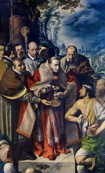 St. Carlo Borromeo Giving Communion To The Plague Victims Oil Painting by Tanzio da Varallo