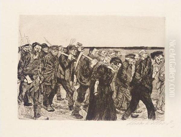 Ein Weberaufstand. Weberzug (klipstein 32.iii) Oil Painting by Kathe Kollwitz