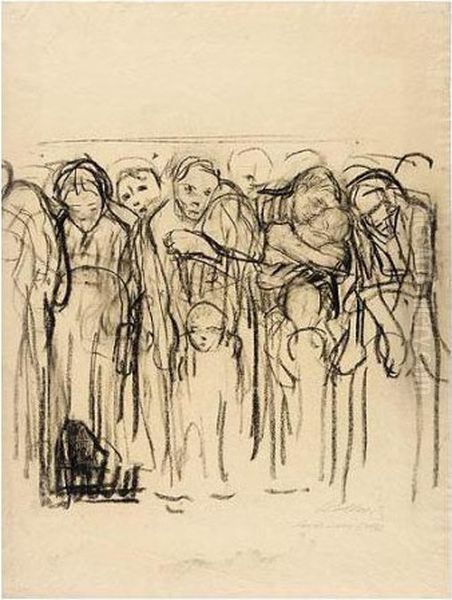 Leidendes Volk (suffering People) Oil Painting by Kathe Kollwitz