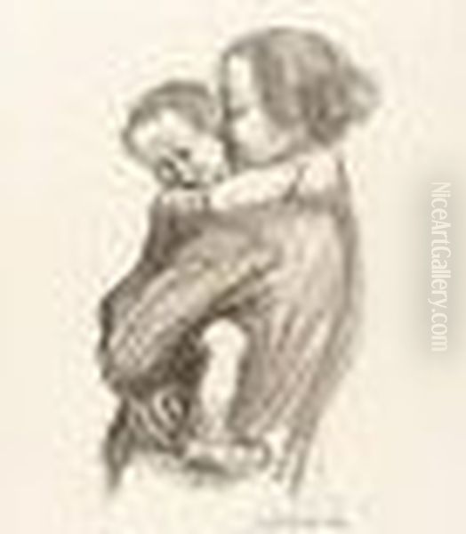 Mutter Mit Jungen (klipstein 246 Iii) Oil Painting by Kathe Kollwitz