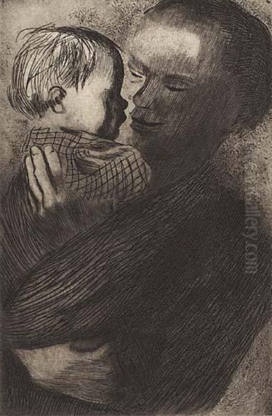 Two Etchings Oil Painting by Kathe Kollwitz