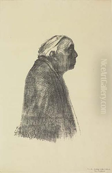 Selbstbildnis Im Profil Nach Rechts>. Oil Painting by Kathe Kollwitz