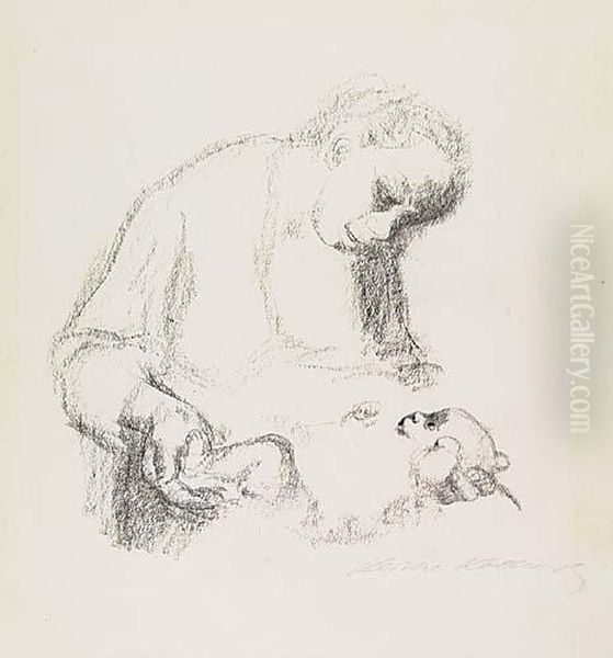 Junge Mutter Mit Saugling Oil Painting by Kathe Kollwitz