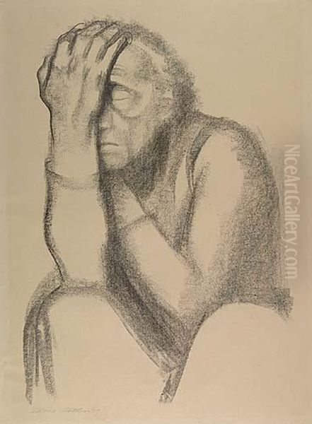 Nachdenkende Frau Oil Painting by Kathe Kollwitz