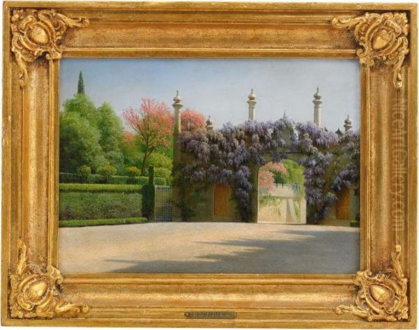 The Wisteria-clad Gateway To A Grand House In The Crimea Oil Painting by Gavril Kondratenko