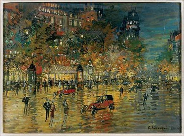 Les Grands Boulevards Oil Painting by Konstantin Alexeievitch Korovin