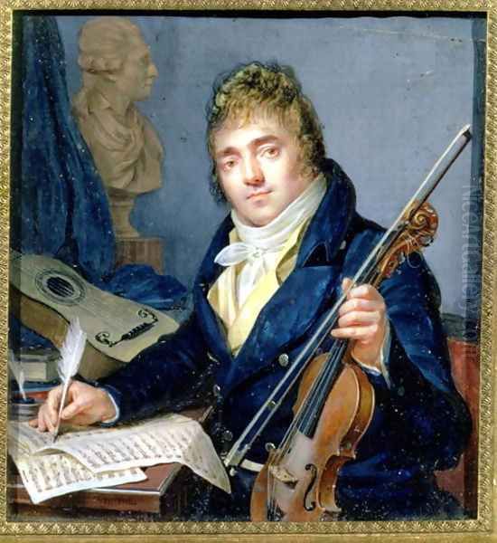 Portrait of a Composer, with his Violin and Score Oil Painting by Francois Elie Vincent