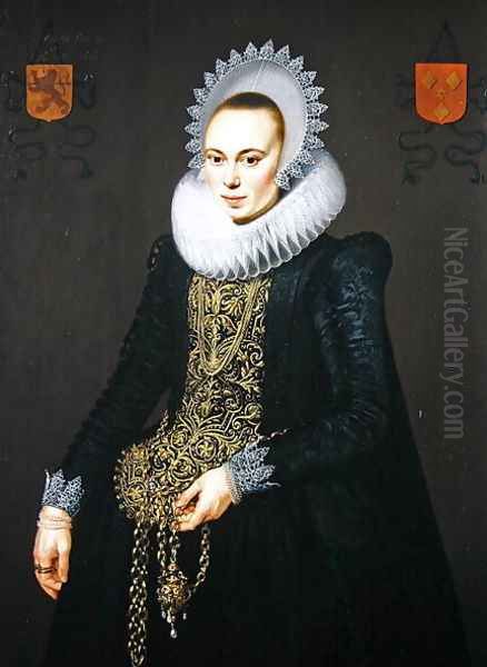 Portrait of Justina van Teylingen, 1616 Oil Painting by Cornelis van der Voort