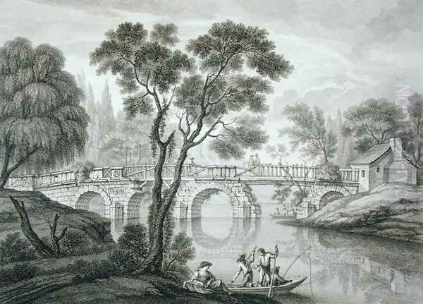 Design for a Ruinous Bridge for the Garden at Syon House, published 1778 Oil Painting by Francois Vivares